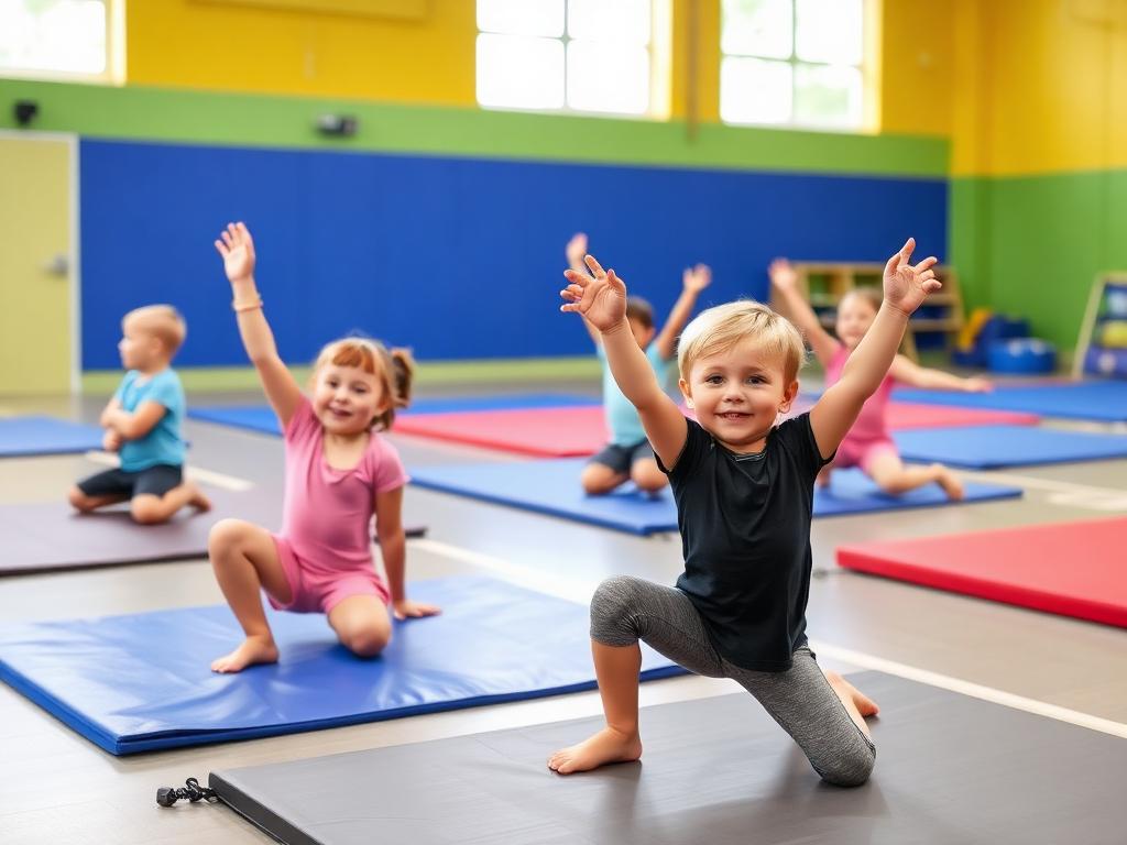 Séance de gymnastique encadrée au Kidiclub